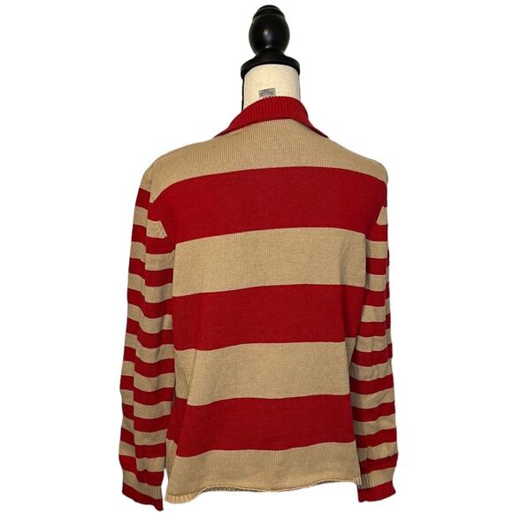 Nine & Company Sweater Women's Size XL Striped Knit Long Sleeve Cotton 1/4 Zip - Picture 4 of 6